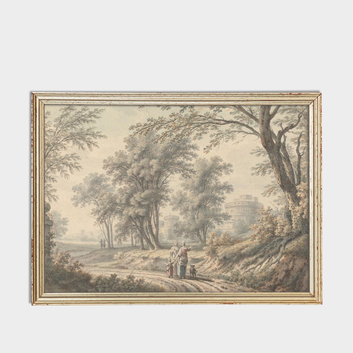 Romantic Italian Countryside Watercolor Rome Countryside Walk Poster - Image 3