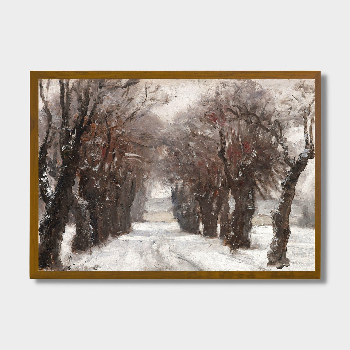 Snowy Tree Lined Lane with Old Pollarded Willows Winter Poster - Image 2