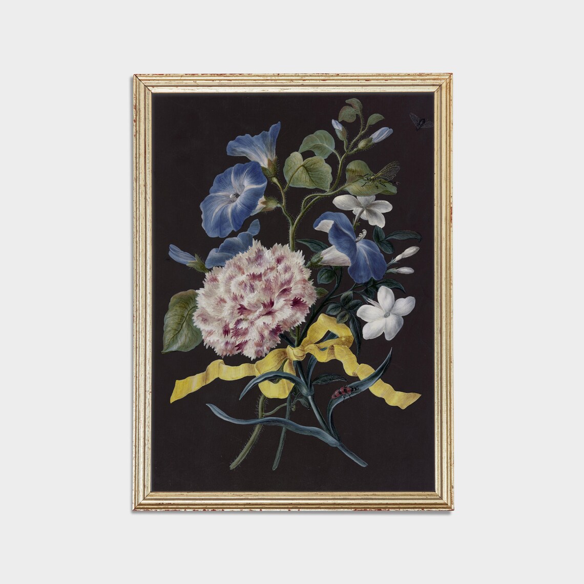 Blue Morning Glories Carnation Dutch Floral Still Life Antique Poster - Image 3