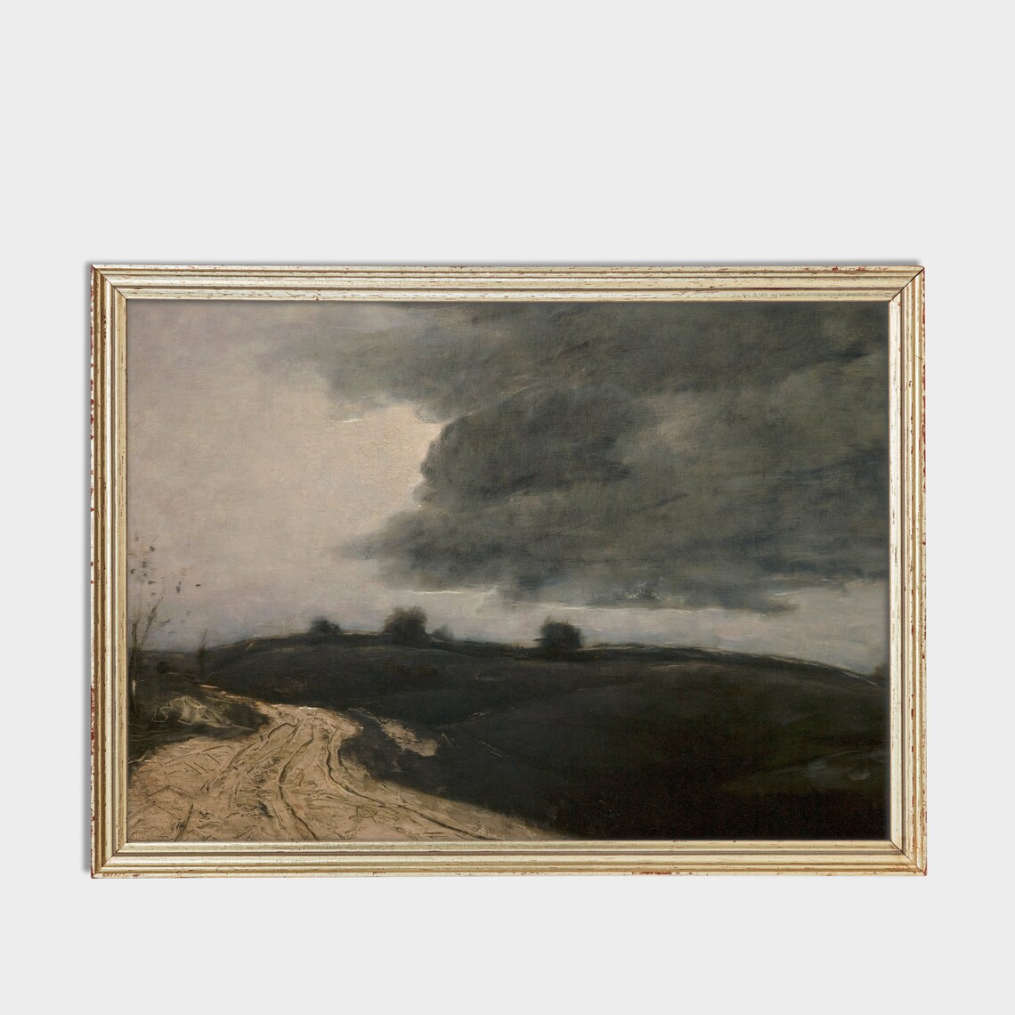 Dark Stormy Country Road Moody Tonalist Landscape Painting Poster - Image 3