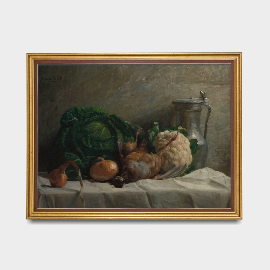 Cabbage Cauliflower and Game Bird Vintage Kitchen Still Life Poster - Image 5