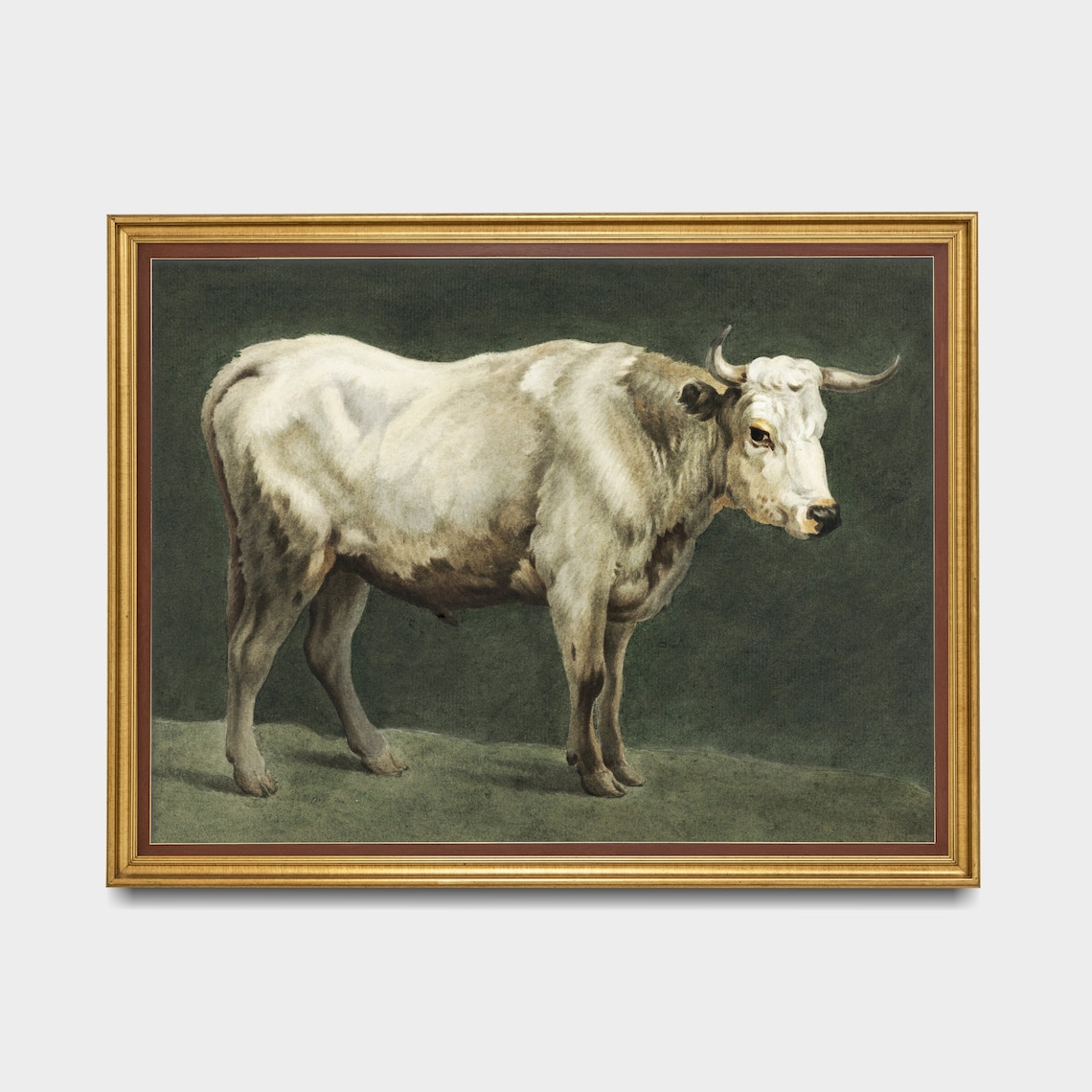 Vintage Bull Antique Farmhouse Wall Art Print - Image 3