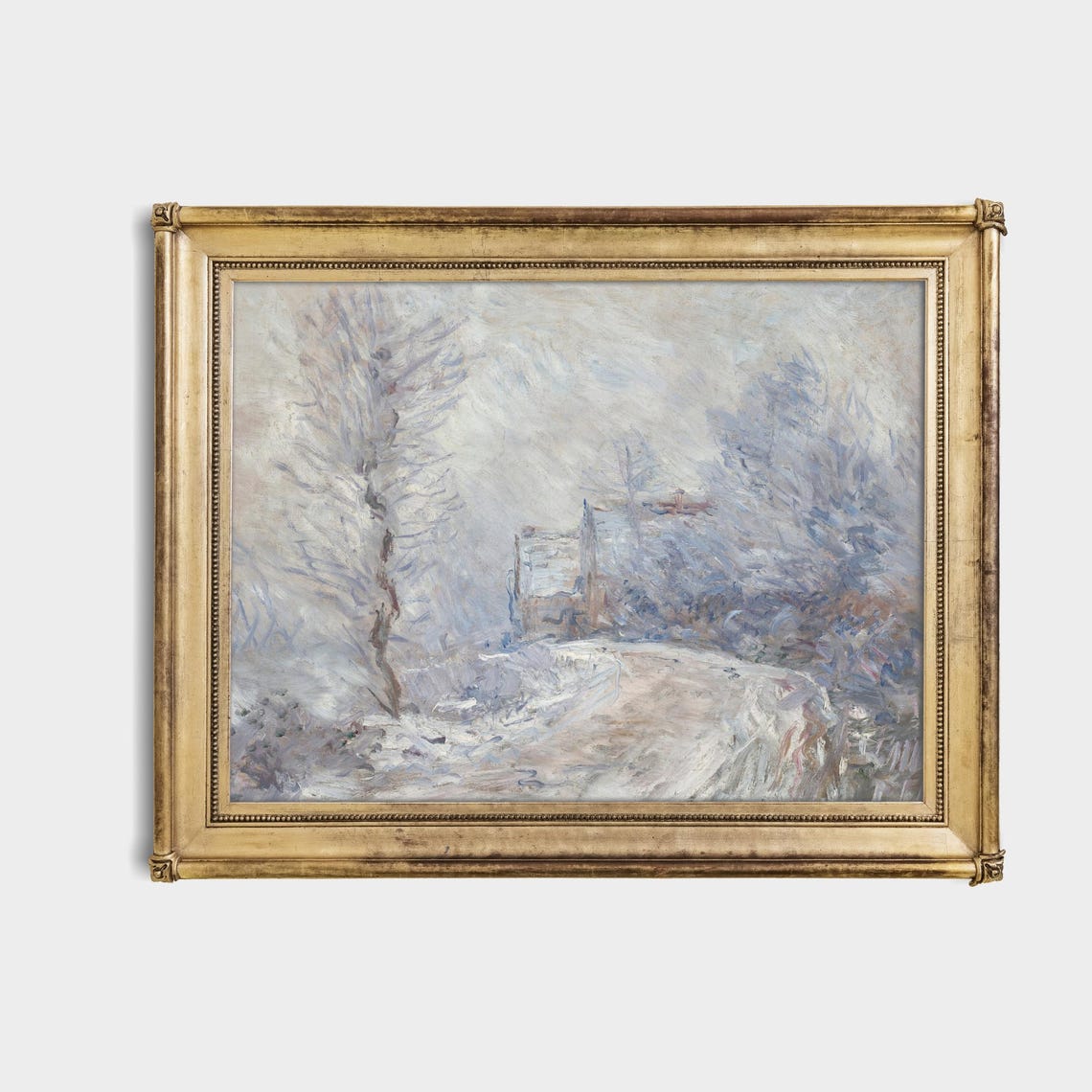 Winding Snowy Path Through a White Winter Vintage Landscape Poster - Image 4