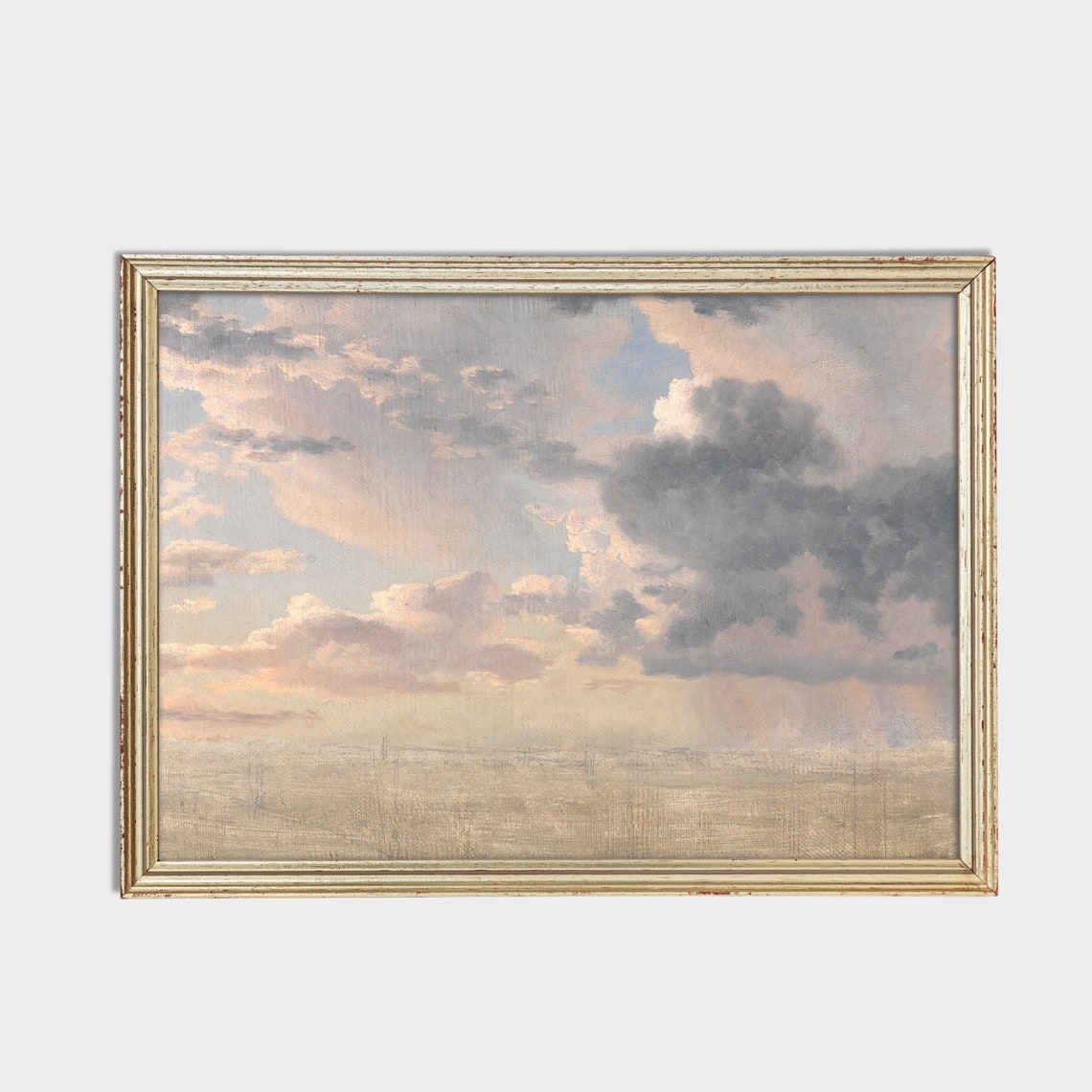 Towering Cumulus Clouds Over a Calm Plain Antique Sky Study Poster - Image 2