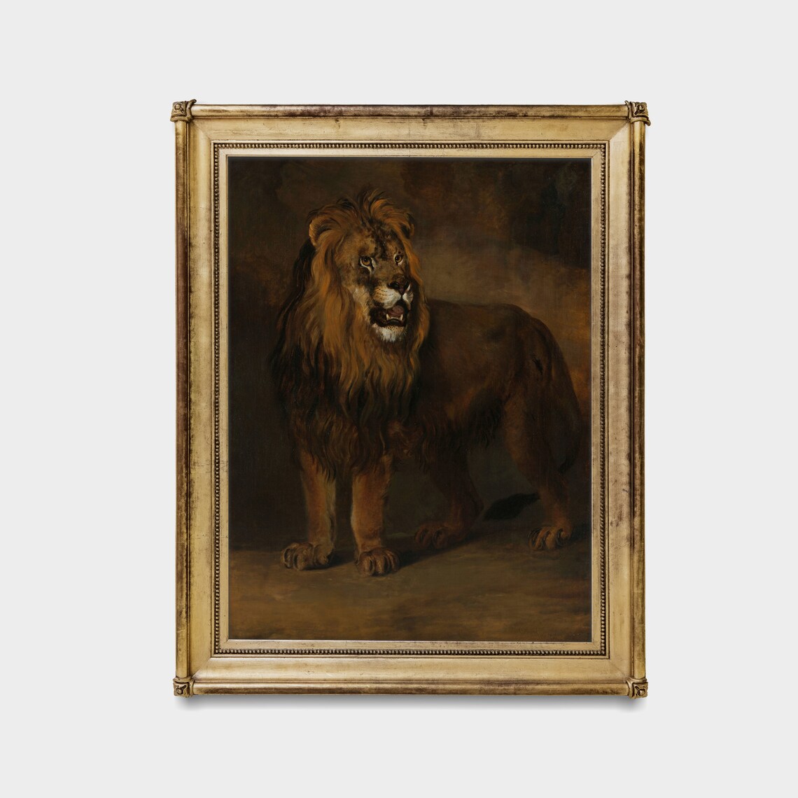 Majestic Standing Lion Antique Oil Painting Wildlife Animal Poster - Image 3