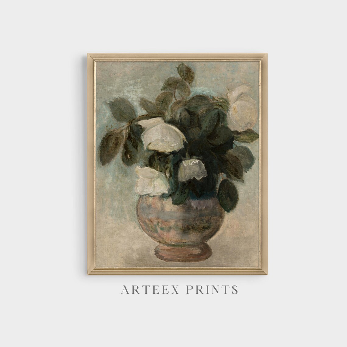 White Roses Still Life, Vintage Floral Art Print - Image 3