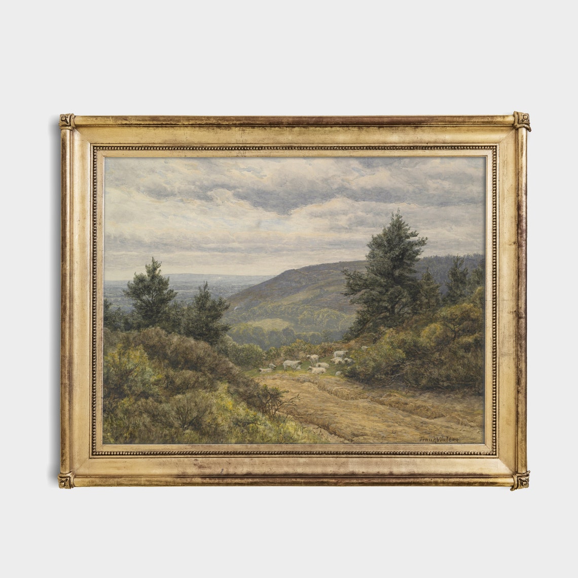 Country Landscape Art Print Vintage Farmhouse Decor Antique Sheep Painting Livingroom Art Oil Painting - Image 4