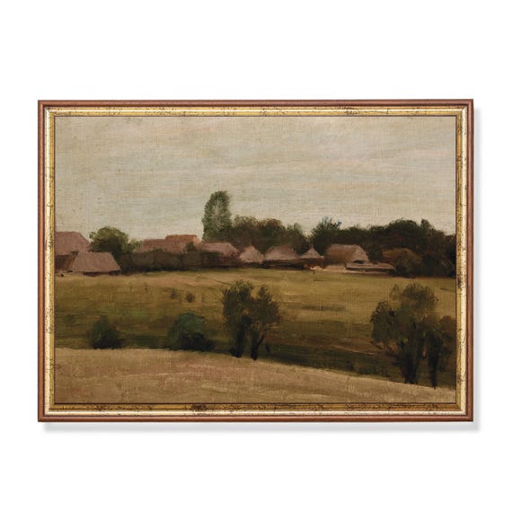 Mailed Print Vintage Painting Antique Farmhouse Print European Home Decor Moody Rustic Artwork Printed And Shipped Fine Art