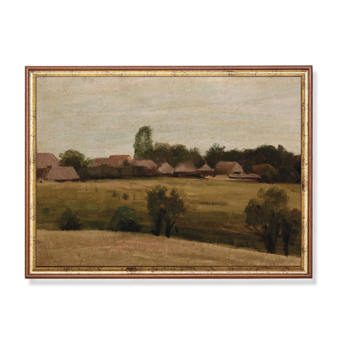 Thatched-Roof Village Cottages Moody Antique European Farmhouse Poster