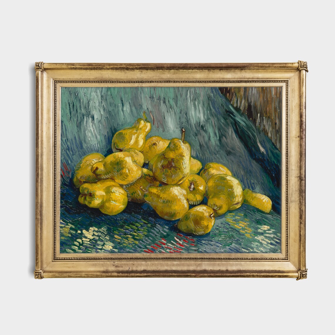 Golden Quinces Still Life Painting Vintage Kitchen Fruit Poster - Image 2