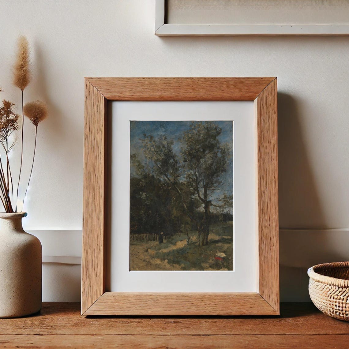 Tonalist Forest Path with a Lone Figure Vertical Nature Poster - Image 2