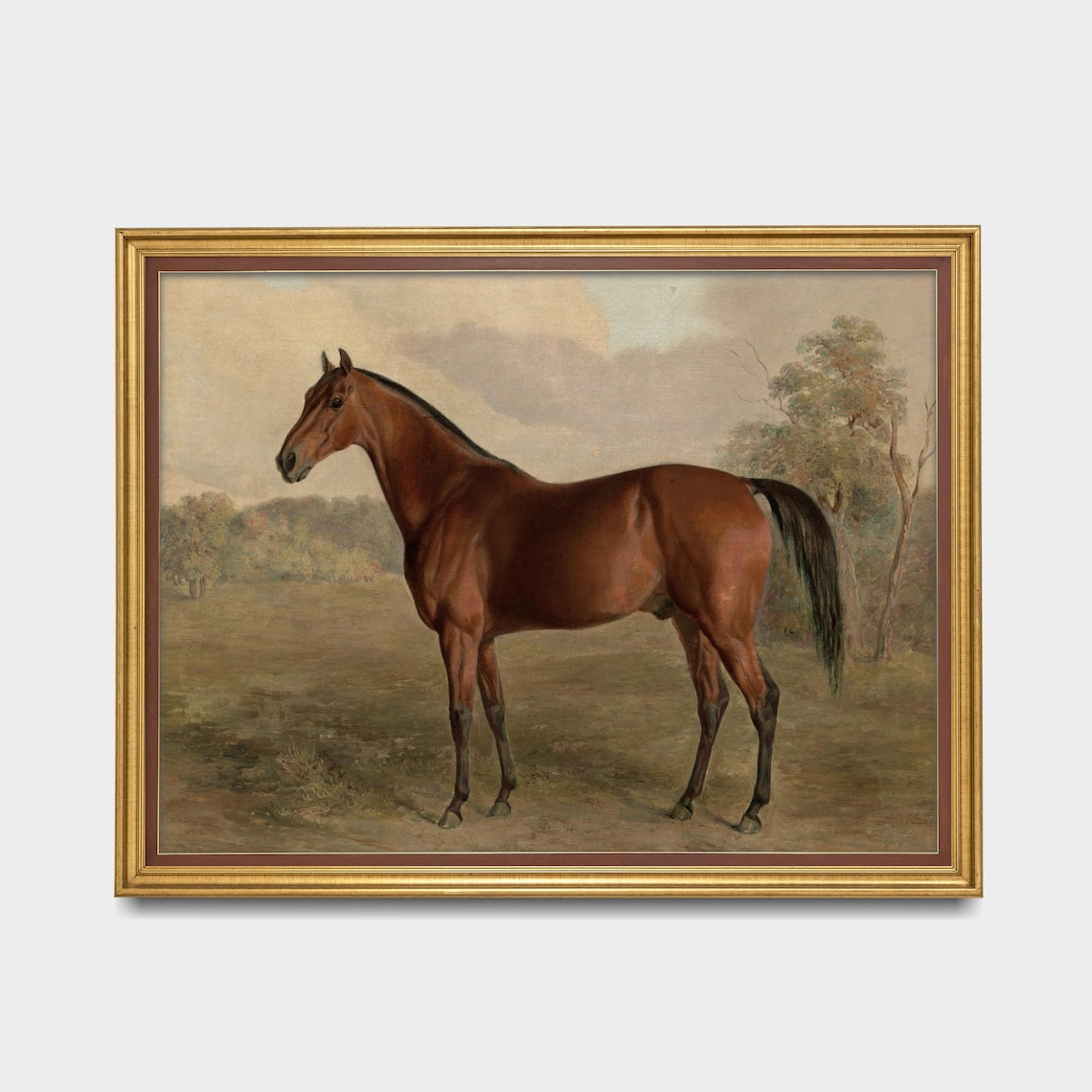 Mailed Print Vintage Horse Painting, Rustic Farmhouse Decor - Image 3