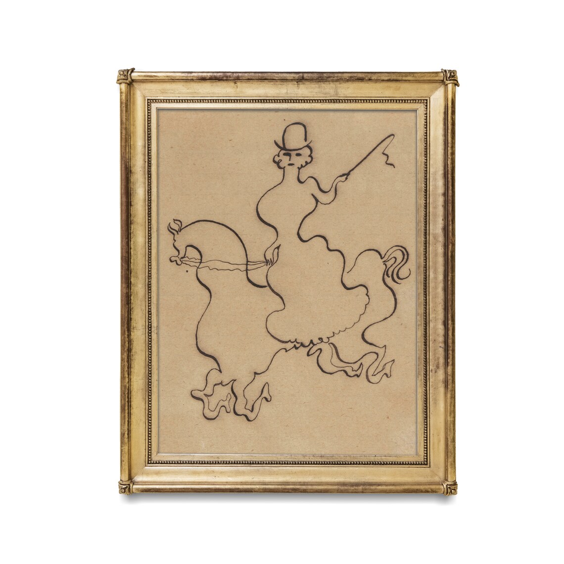 Playful Horsewoman Ink Sketch Minimalist Antique Line Art Wall Art - Image 3