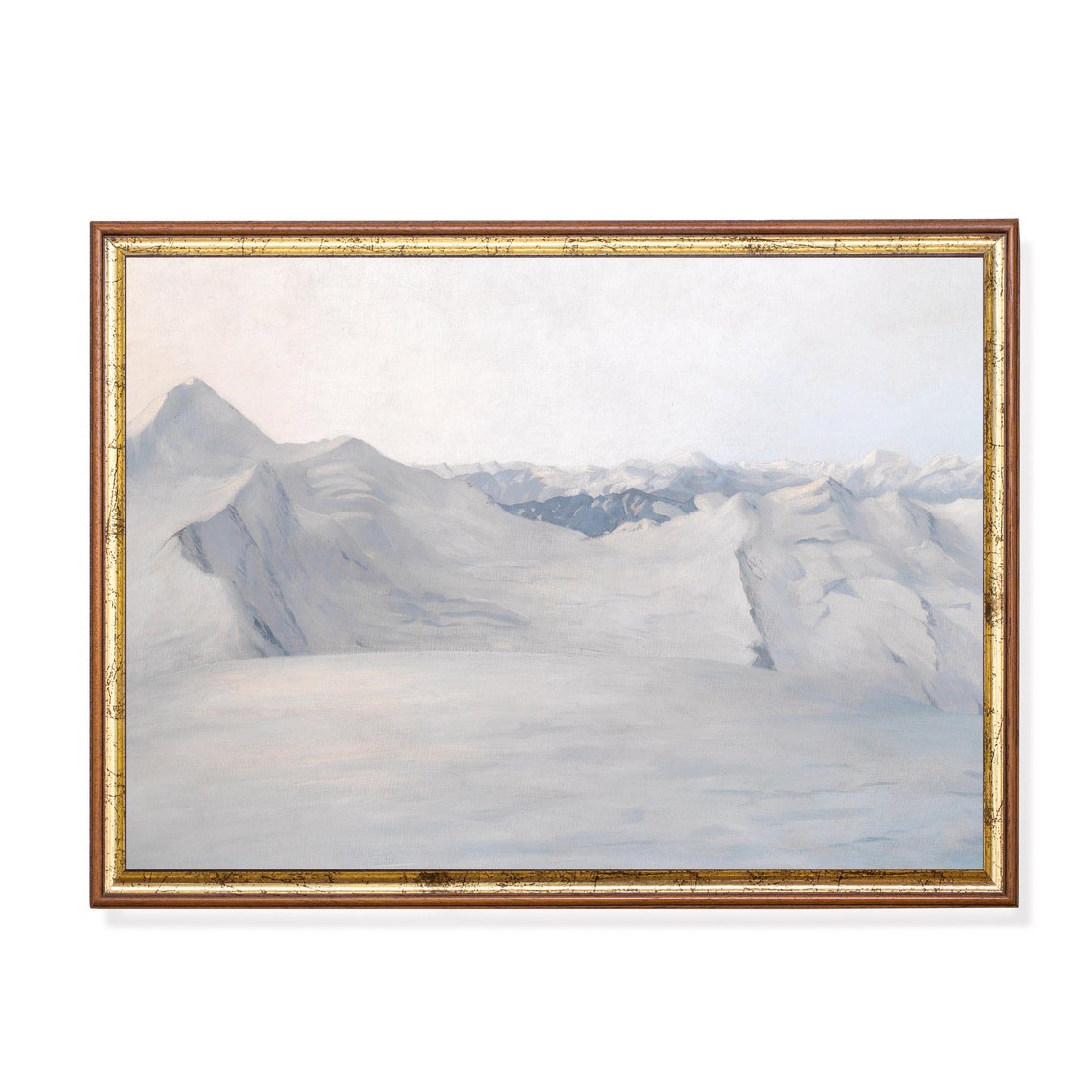 Pale Snowy Mountain Peaks Slowly Fading Into Winter Mist Poster