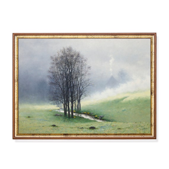 Mailed Print Vintage Landscape Painting Antique Country Landscape Moody Rustic Fine Print Farmhouse Decor Printed And Shipped
