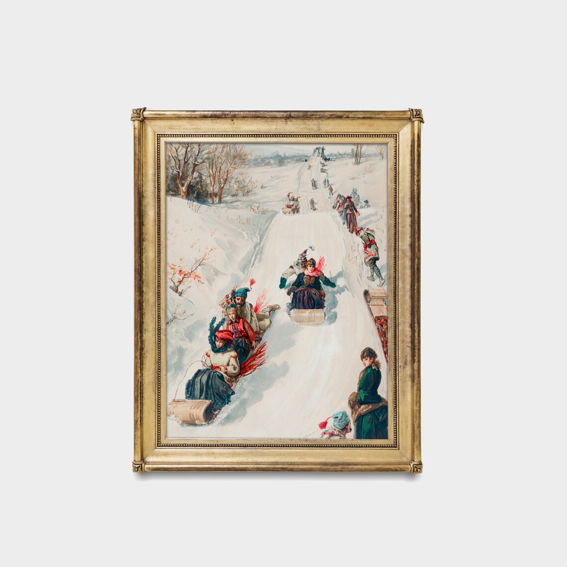 Vintage Playing In Ice, Christmas Art Print - Image 4