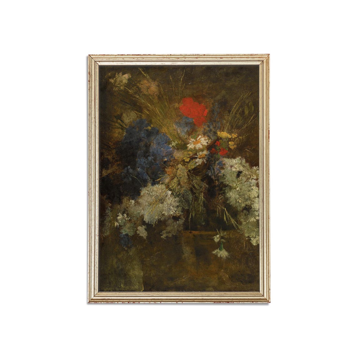Wildflower Bouquet Poppy Cornflower Daisy Moody Floral Poster - Image 3