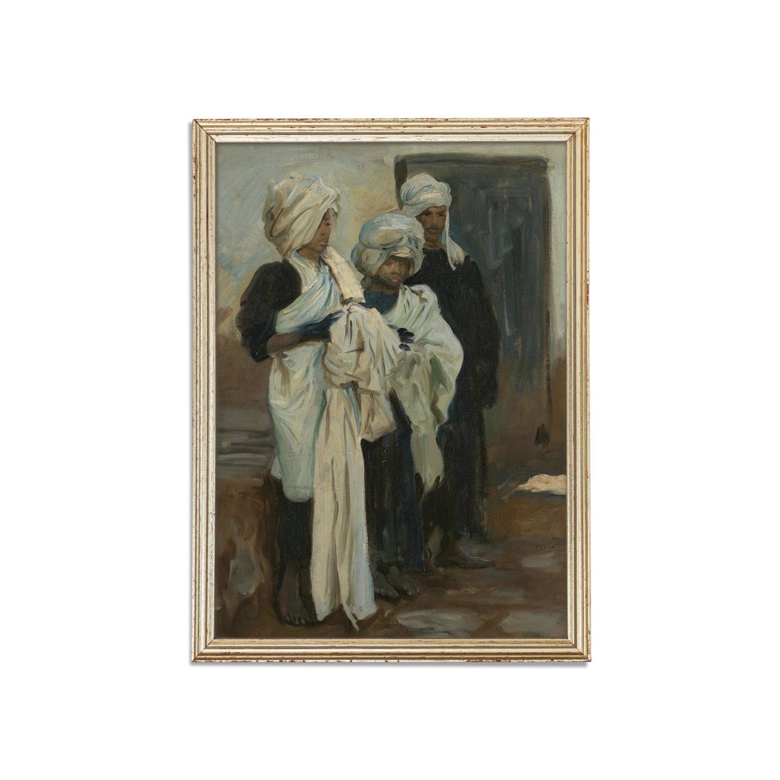 Turbaned Figures in Flowing White Robes Vintage Orientalist Poster - Image 3