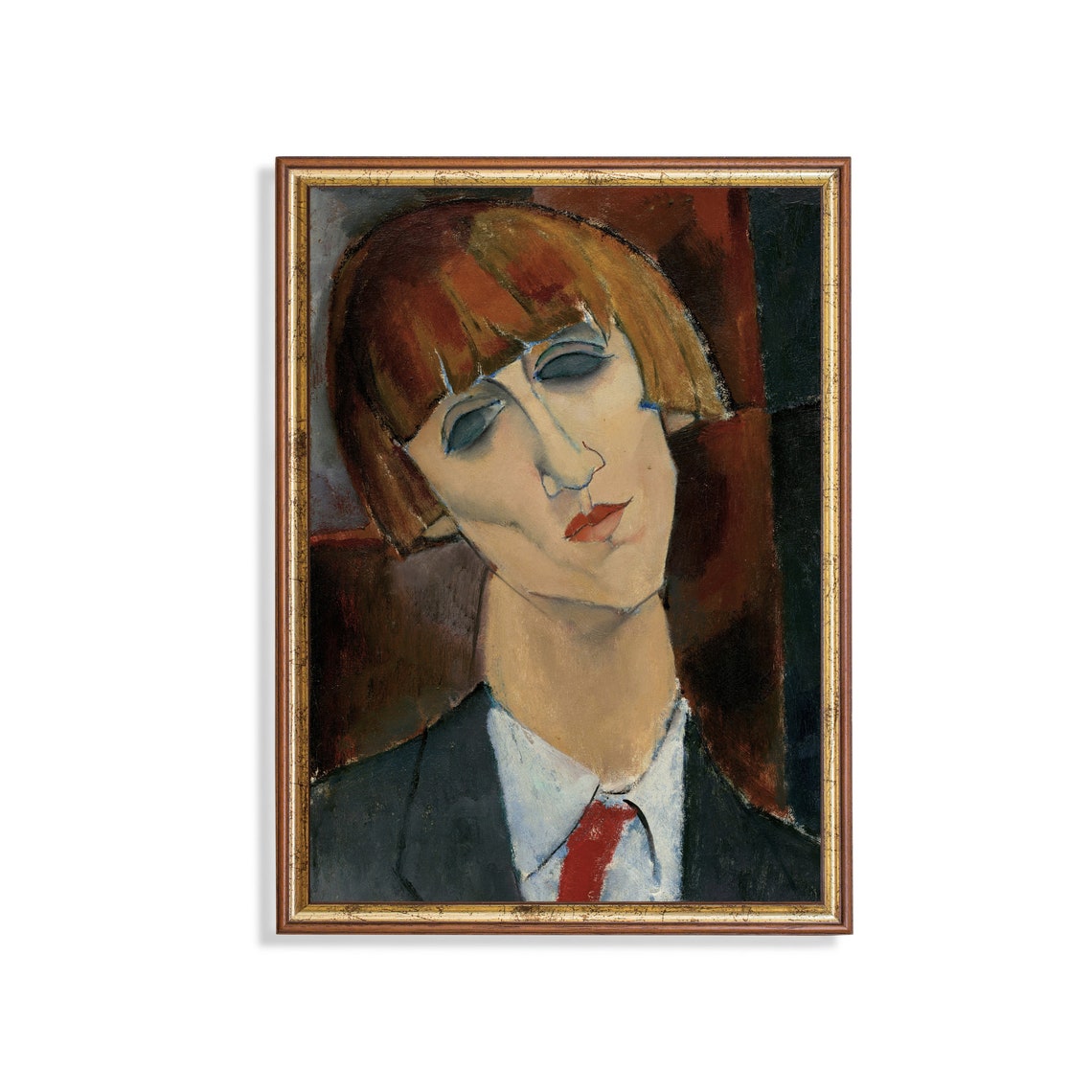 Young Woman with a Red Bob Tilting Her Head Modigliani Poster