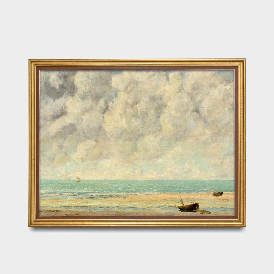 Dramatic Cloudy Seascape with Fishing Boats and Sailboats Poster - Image 2