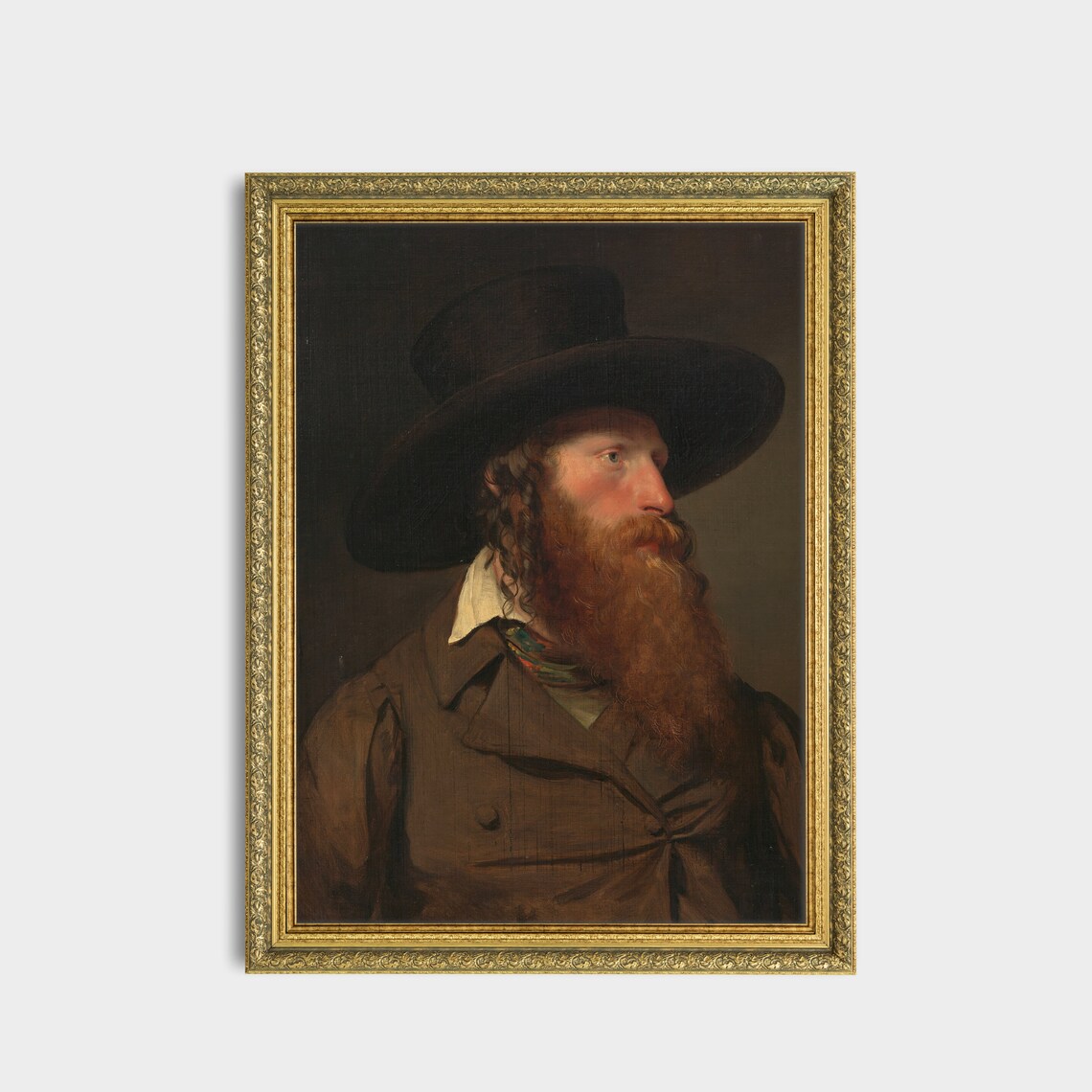 Vintage Bearded Man in Wide-Brimmed Hat Classic Portrait Poster - Image 2
