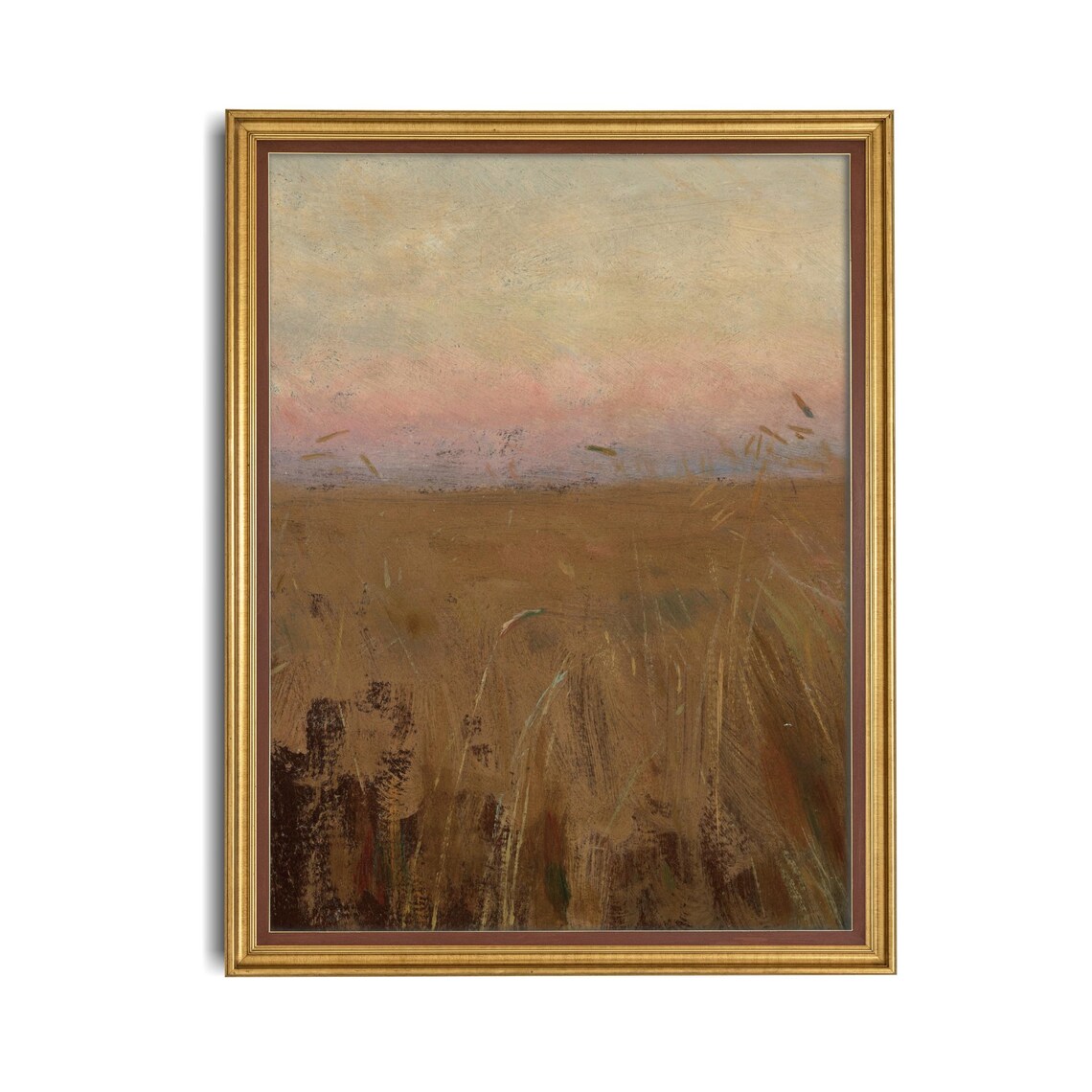 Golden Wheat Field at Dusk Soft Pink Sky Atmospheric Country Poster - Image 4