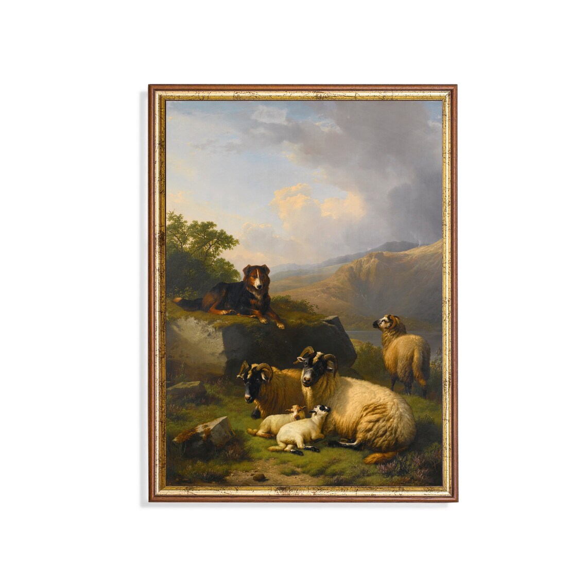 Vintage Sheep Painting, Rustic Farmhouse Print