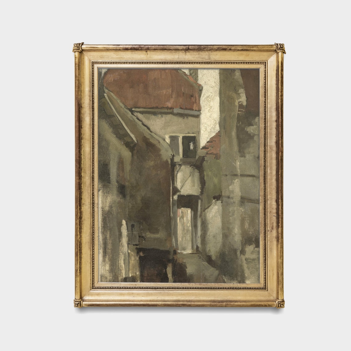 Old Red Rooftops Narrow Alley Muted Sketch Vintage Architecture Print - Image 4