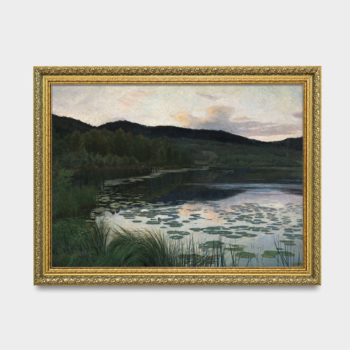 Landscape Painting Vintage Riverscape Print Moody Rustic Wall Decor Wall Art Nature Mountain Artwork - Image 2