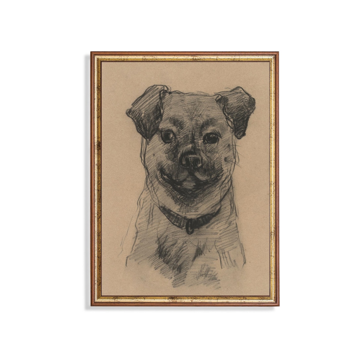 Expressive Dog Portrait Charcoal Sketch Minimalist Pet Drawing Poster
