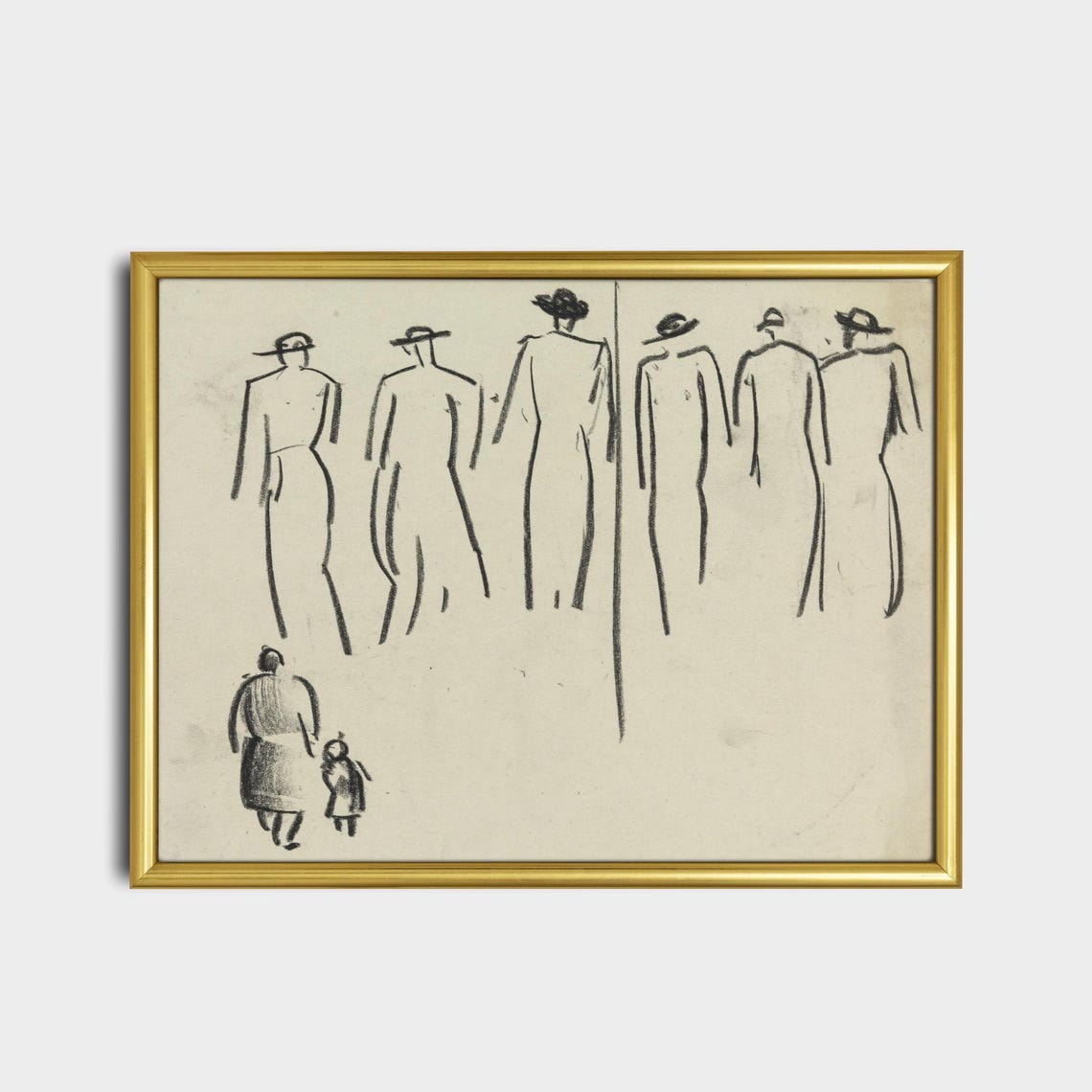Minimalist Charcoal Figure Study Abstract Drawing Wall Poster - Image 2