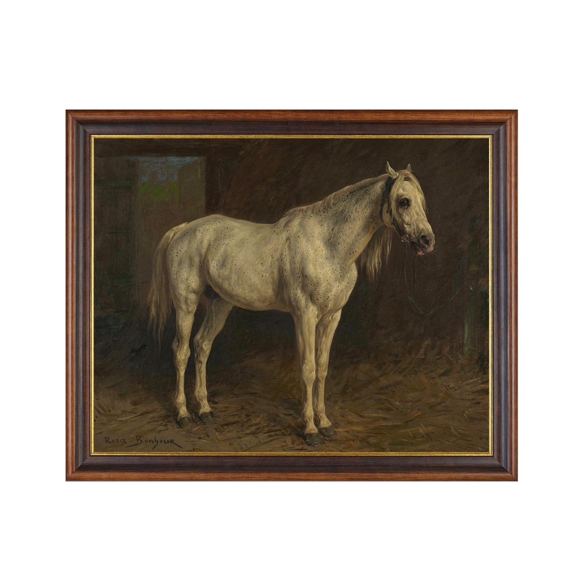 Dappled White Horse in a Stable Rosa Bonheur Equestrian Poster