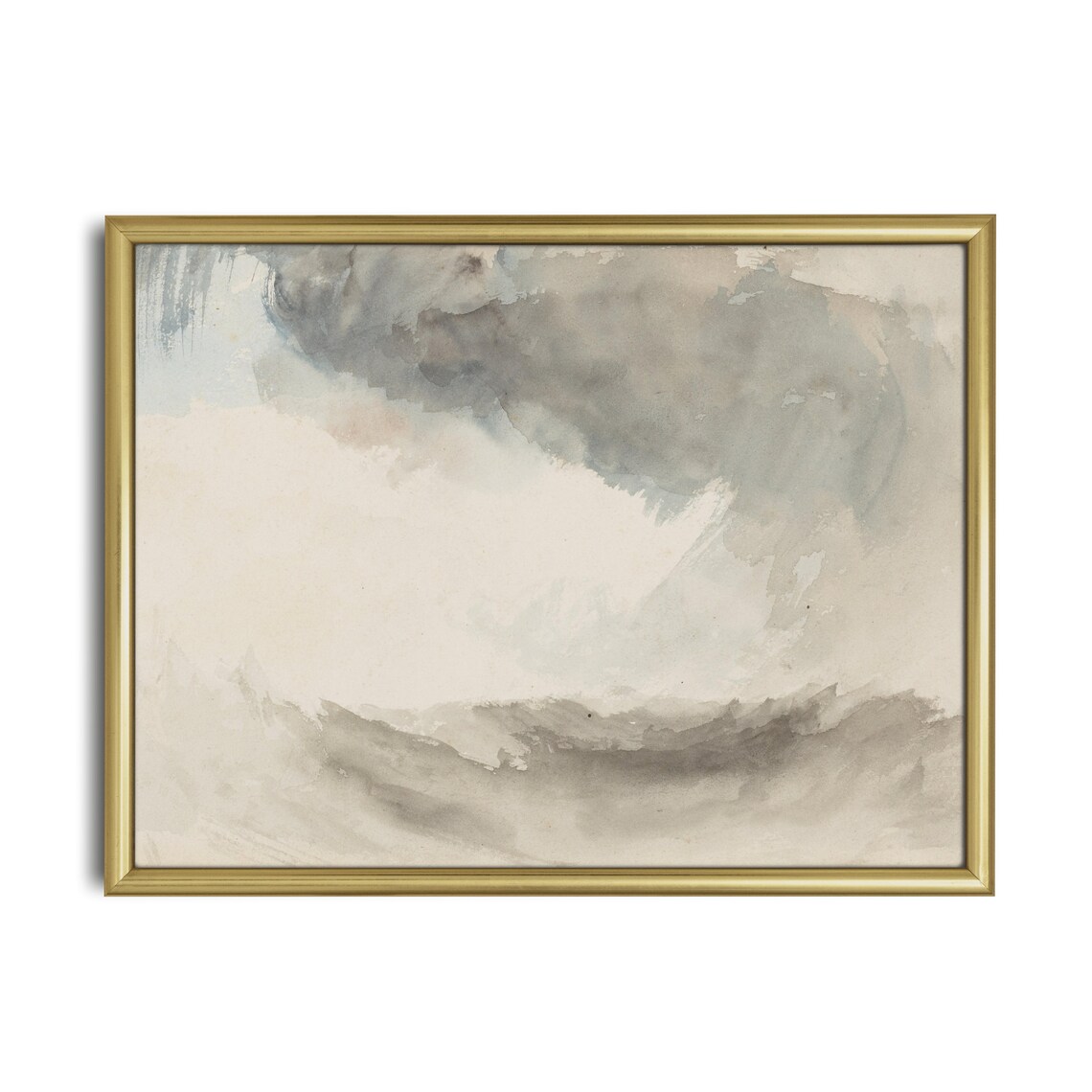Soft Grey Abstract Watercolor Wash Minimalist Neutral Poster - Image 2