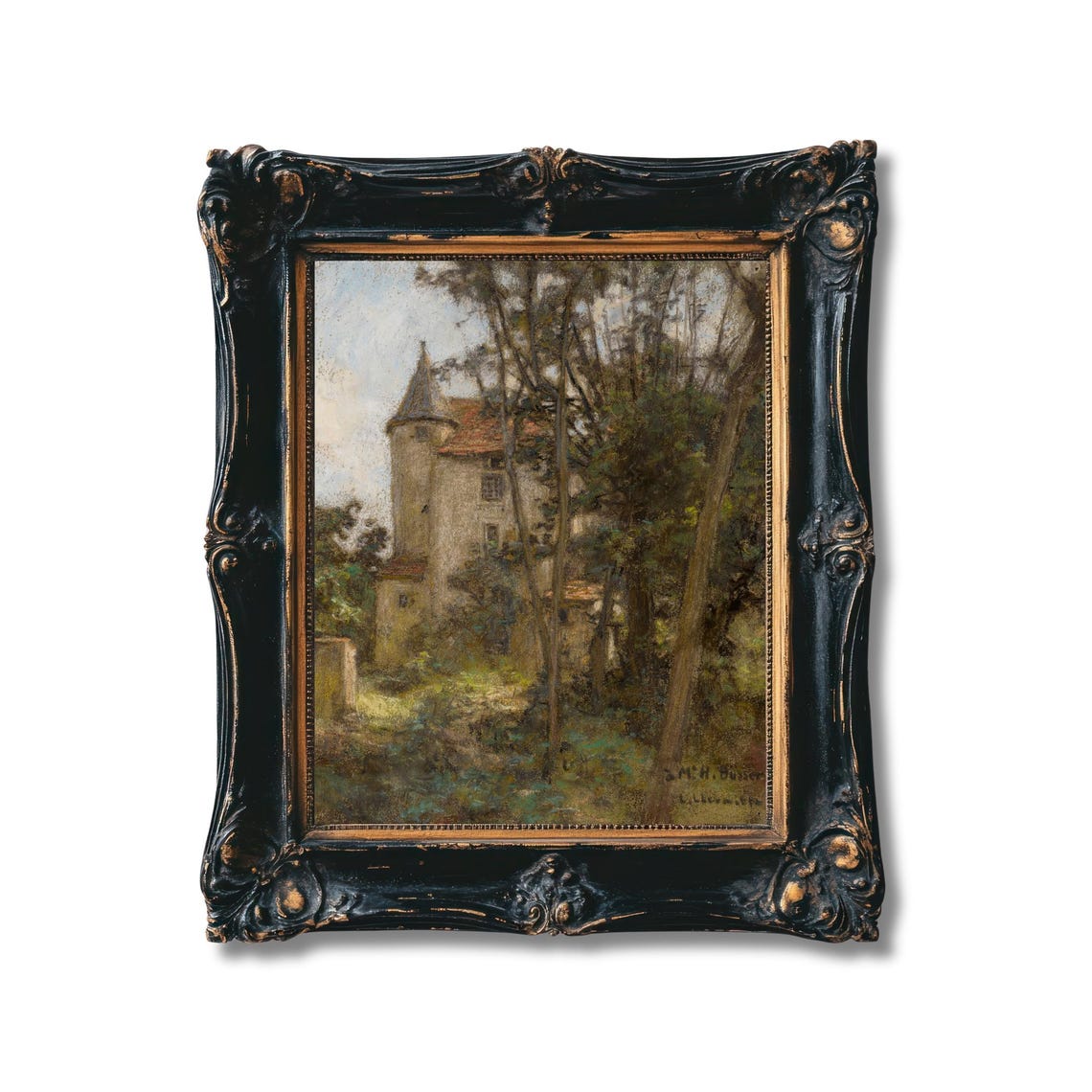 Vintage European Castle Tower Romantic Landscape Painting Poster - Image 4