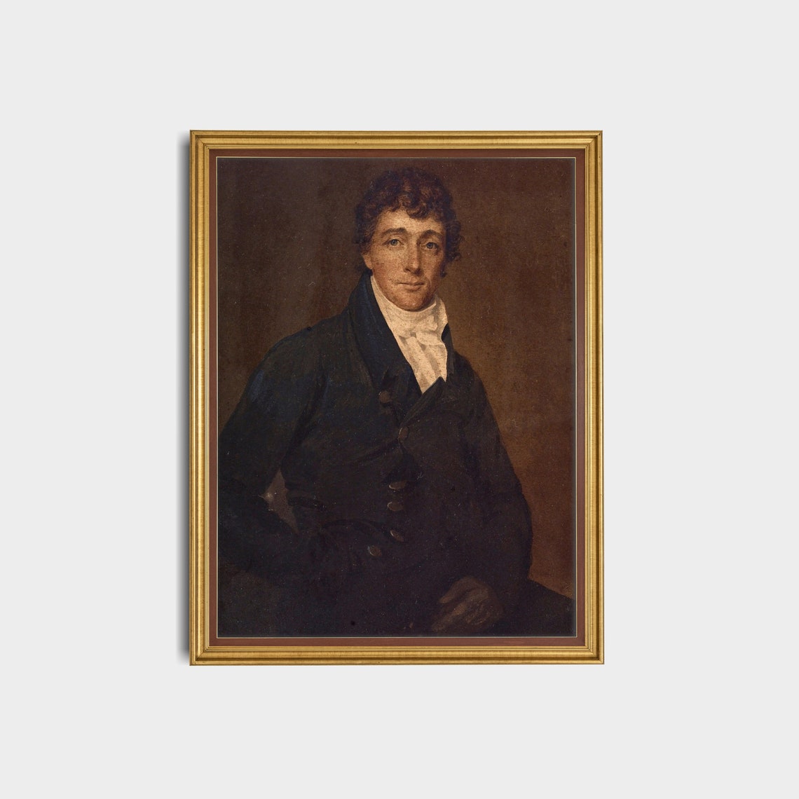 Gentleman in a Dark Coat Antique Victorian Oil Portrait Poster - Image 3