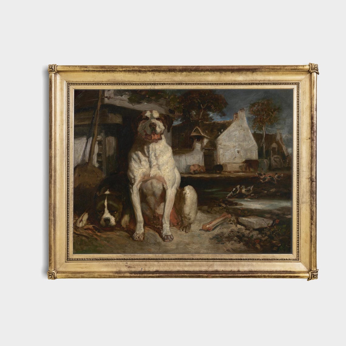 Vintage Farmhouse Dog Art Print Rustic St Bernard Painting Country Home Decor Antique Animal Wall Art 19th Century Dog Portrait - Image 4