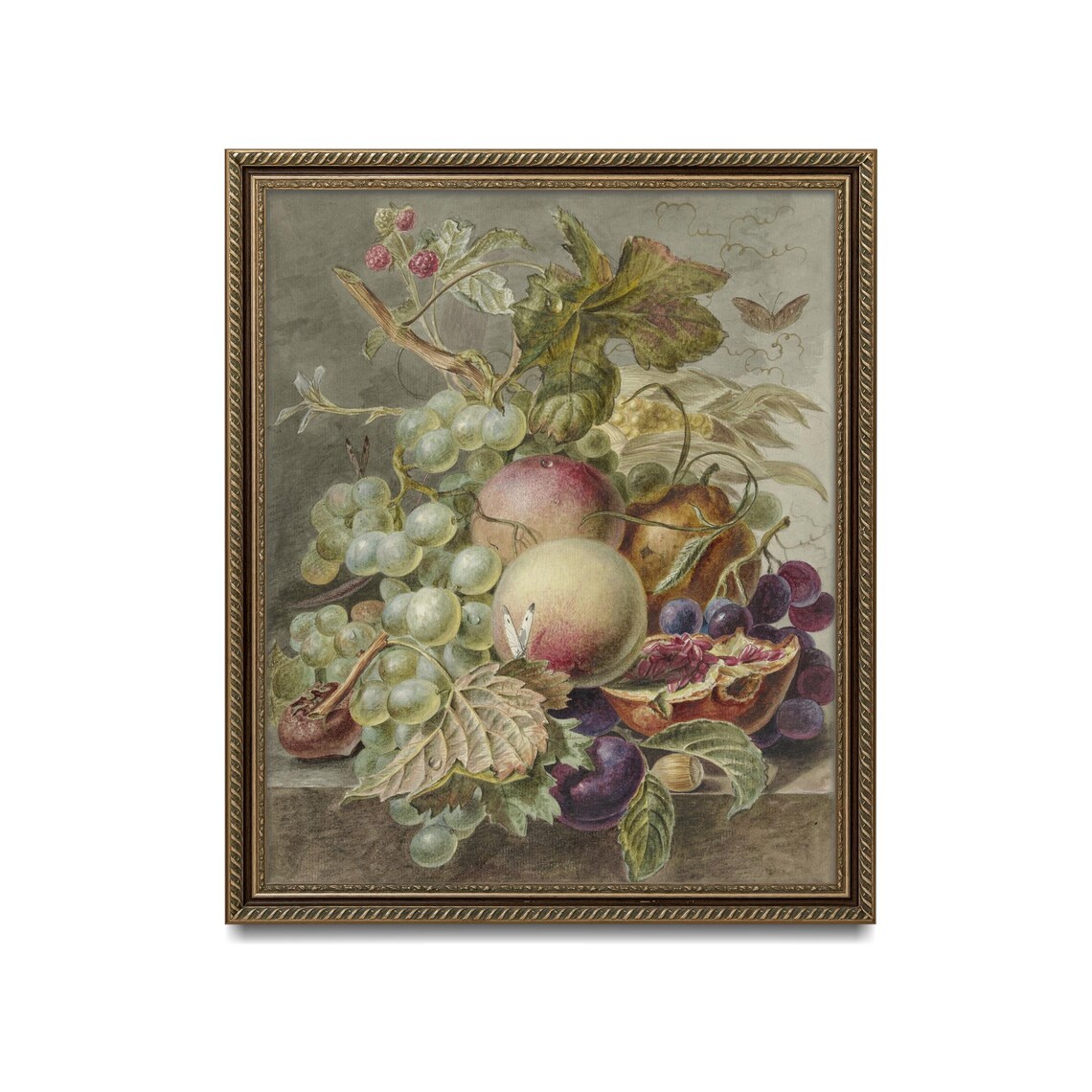 Vintage Fruit Still Life Grapes Peaches Antique Botanical Poster - Image 4