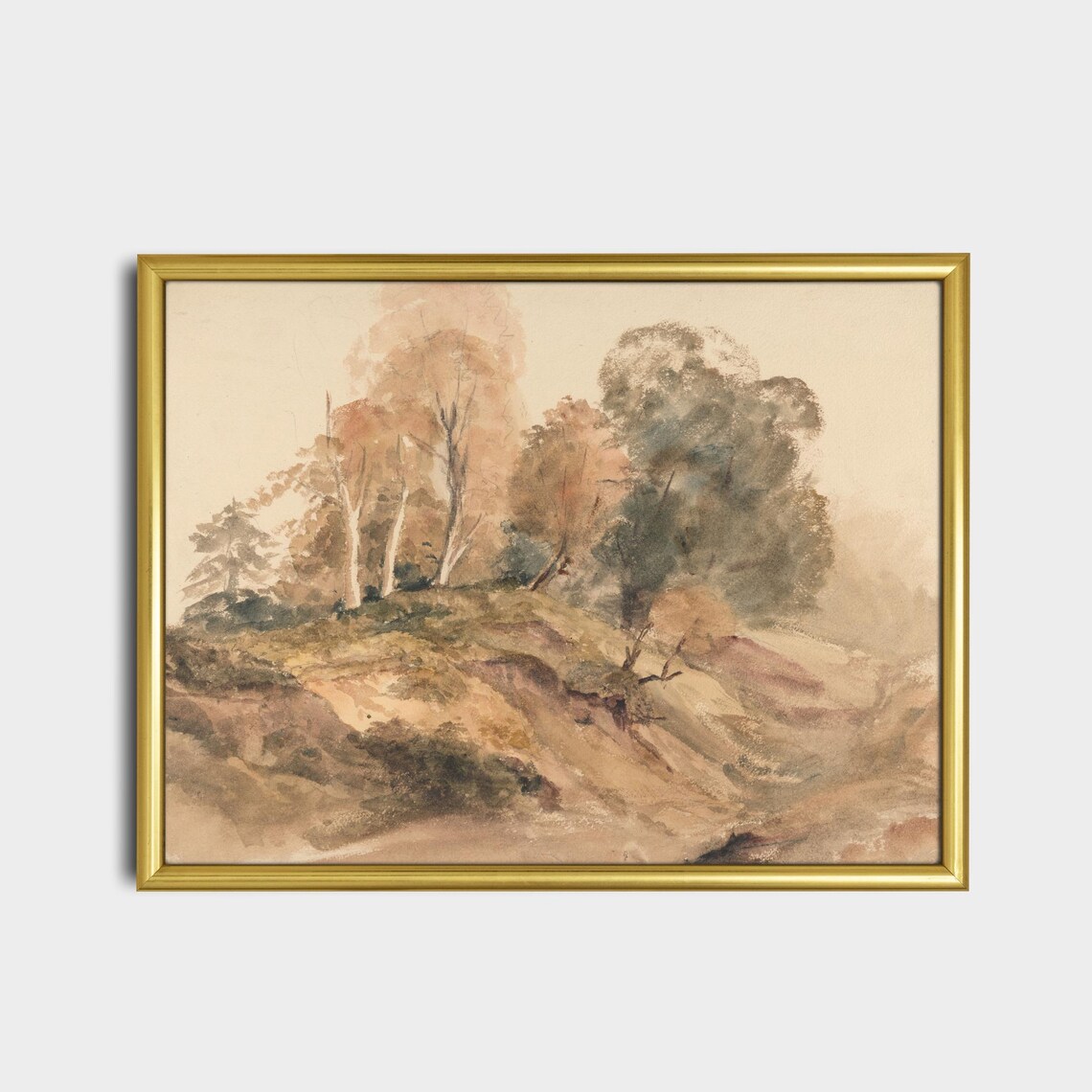 Delicate Loose Watercolor of Autumn Trees on a Hillside Poster - Image 2