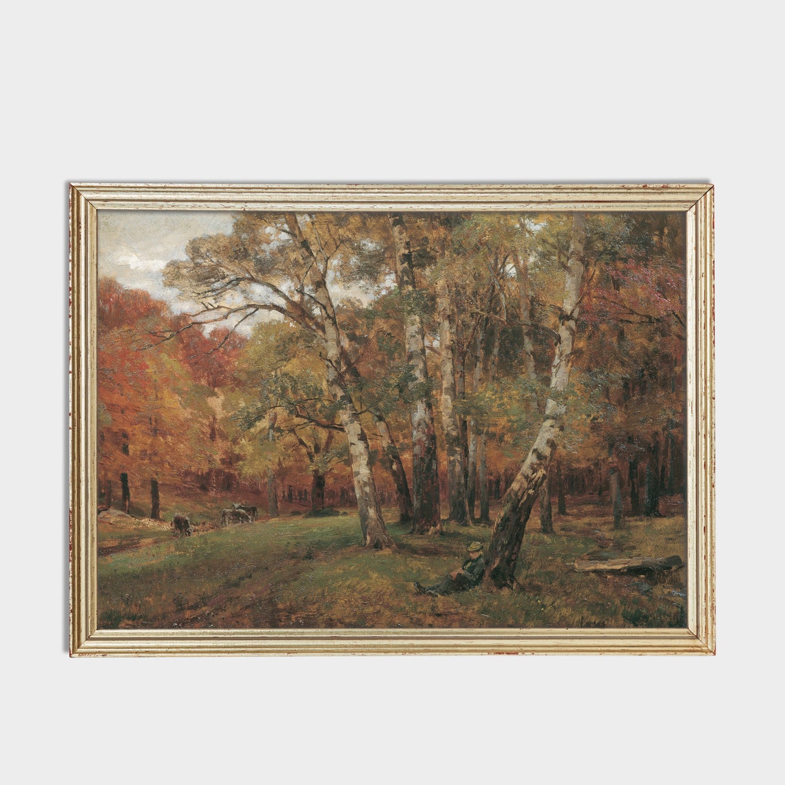 Vintage Autumn Painting Antique Fall Landscape Wall Art Rustic Moody Print Country Scenery Fine Art - Image 2