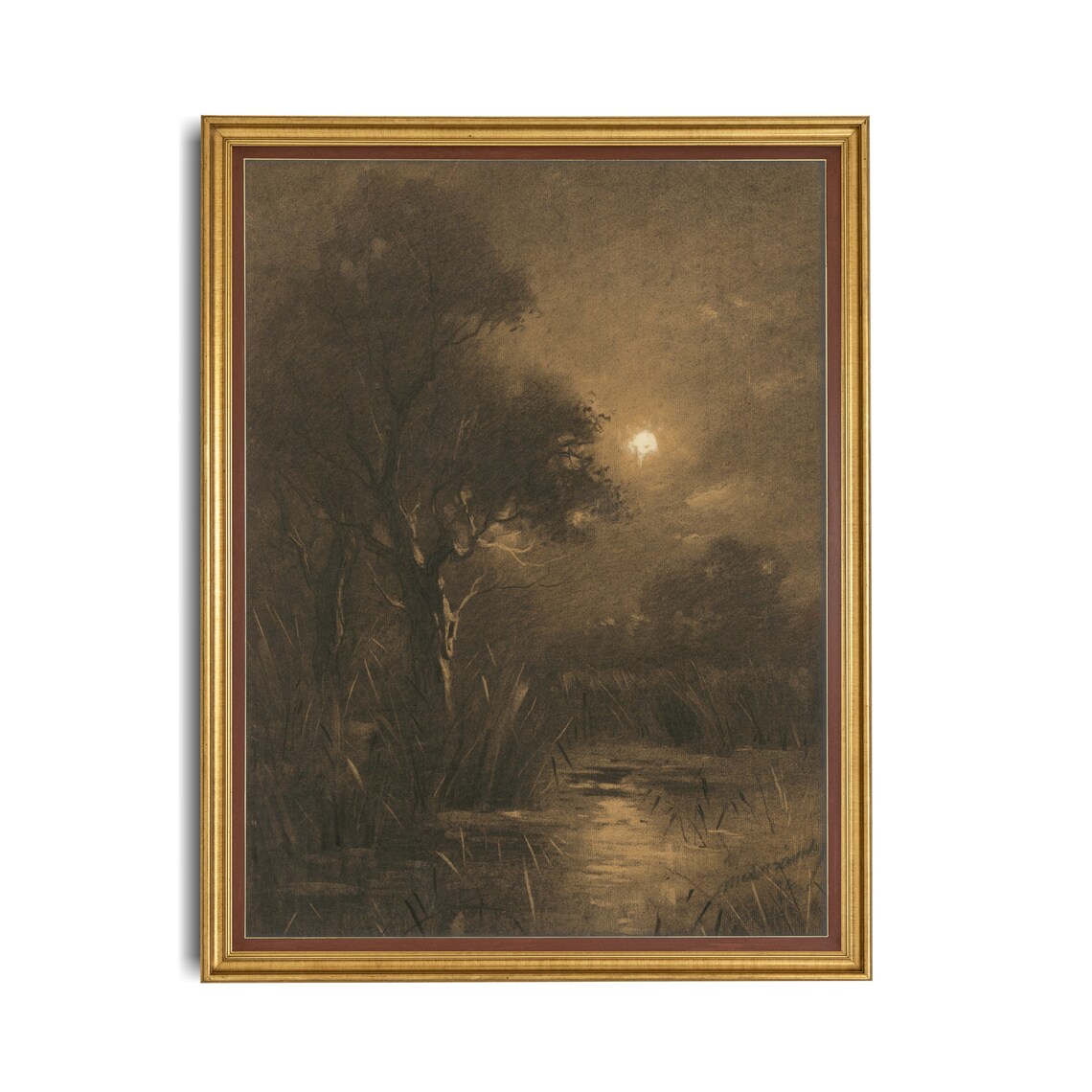 Vintage Landscape Painting, Rustic Nature Art Print - Image 3