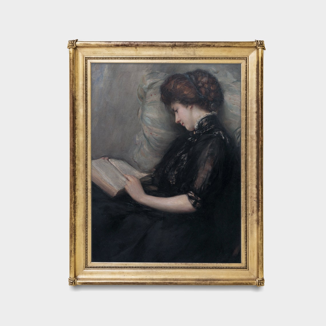 Vintage Portrait of a Woman Reading a Book by the Window Poster - Image 4
