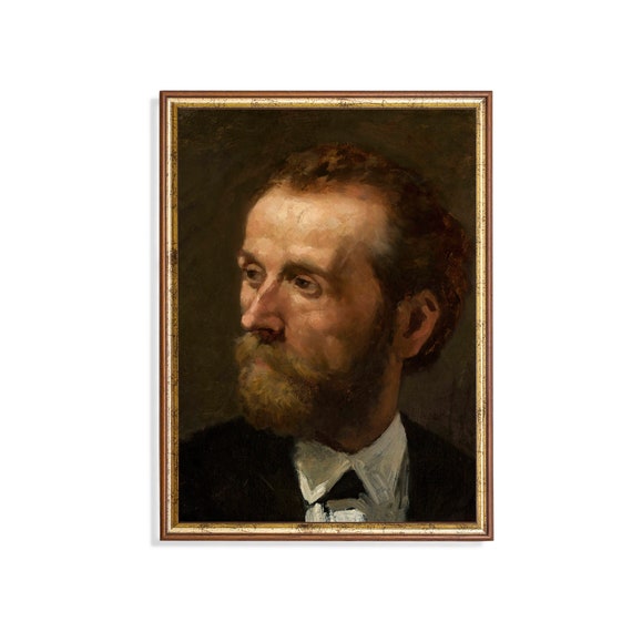 Print And Ship Vintage Gentleman Portrait Antique Man Portrait Mailed Print Oil Painting Print Moody Rustic Fine Art Print