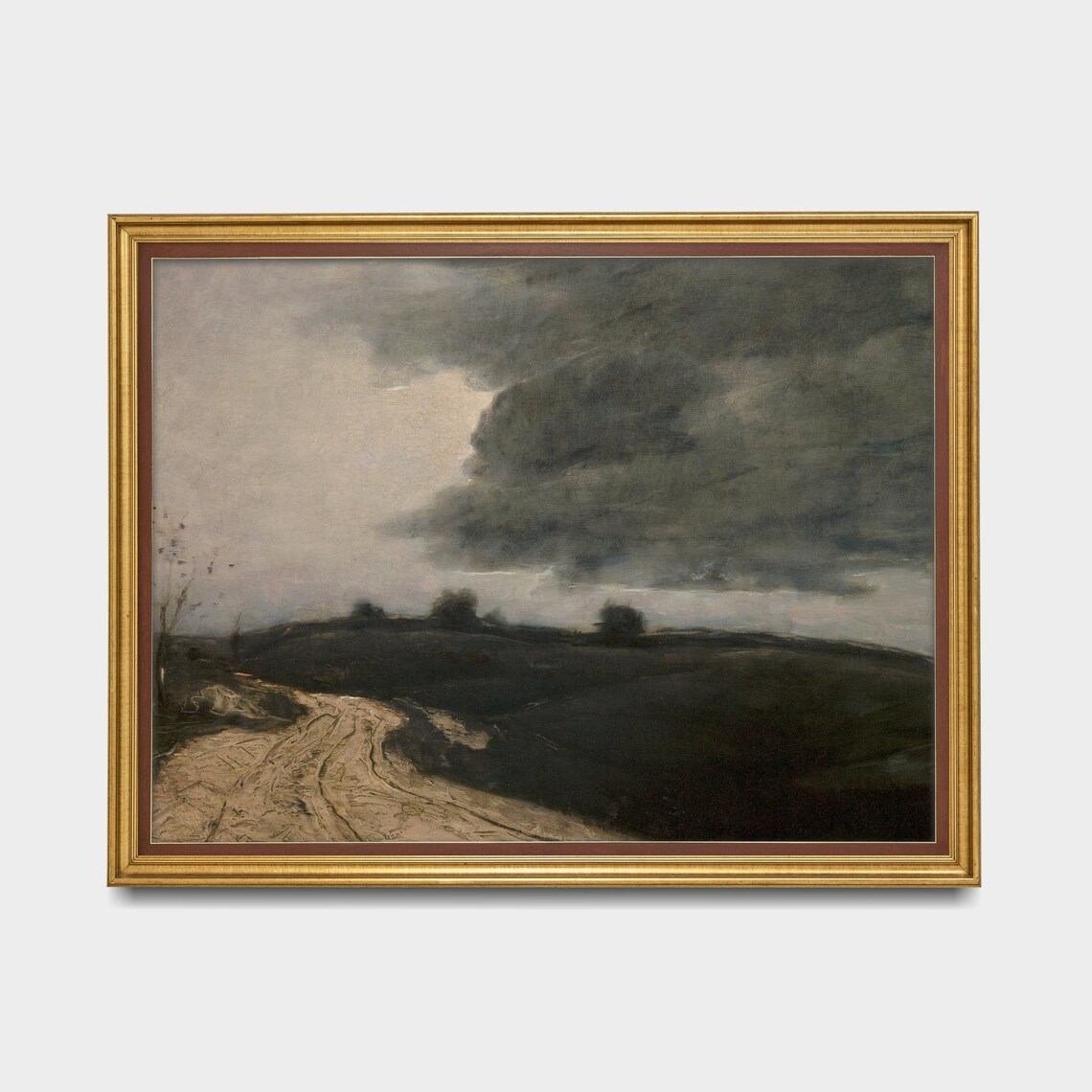 Dark Stormy Country Road Moody Tonalist Landscape Painting Poster - Image 5