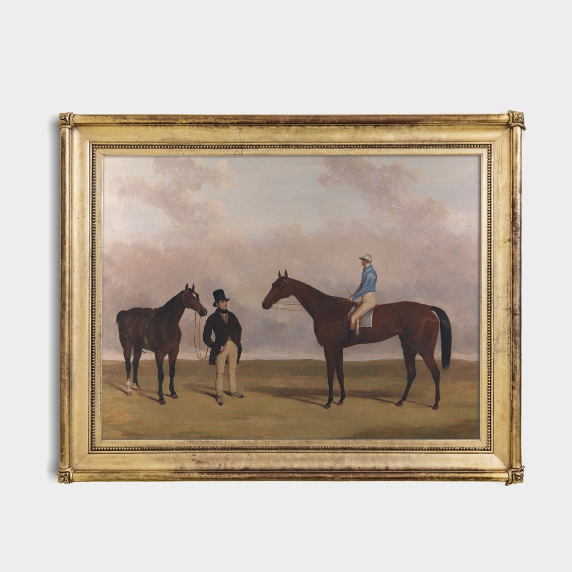 Two Bay Racehorses With Jockey And Gentleman English Sporting Poster - Image 4