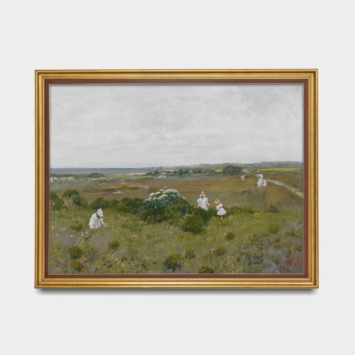 Impressionist Girls Picking Wildflowers By The Coast Art Poster - Image 4