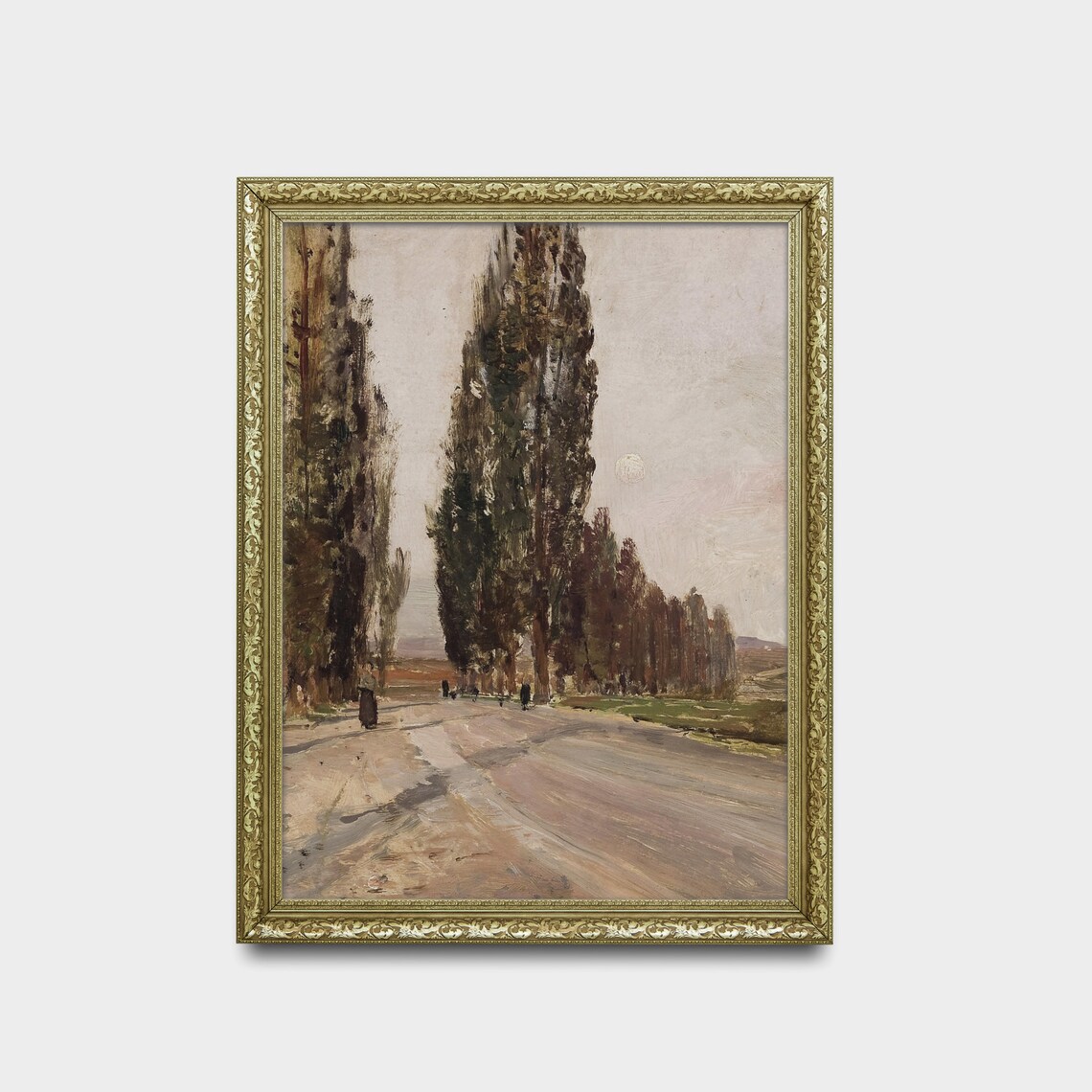 Country Road Lined with Tall Poplars Antique Landscape Poster - Image 2