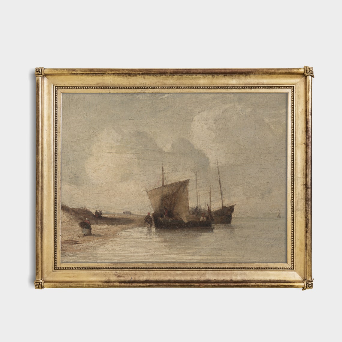 Fishing Boats Beached at Low Tide Under a Grey Sky Marine Poster - Image 3