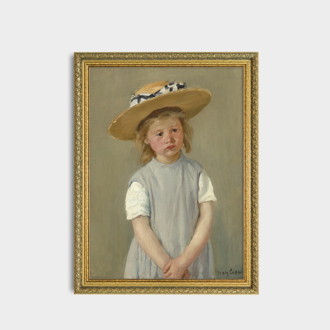 Child in a Straw Hat by Mary Cassatt Impressionist Portrait Poster - Image 3