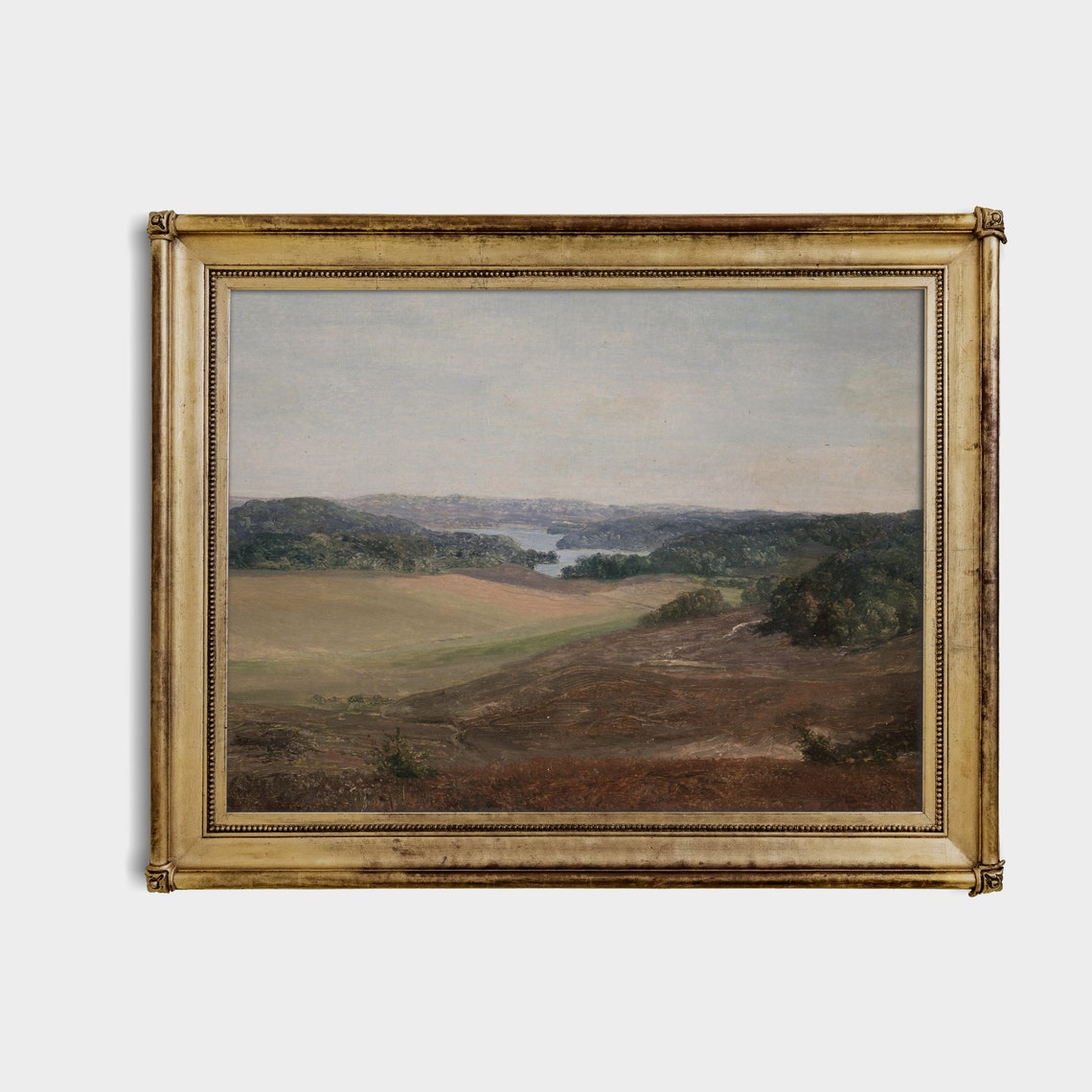 Rolling Valley with Distant Lake Panoramic Vintage Landscape Poster - Image 3