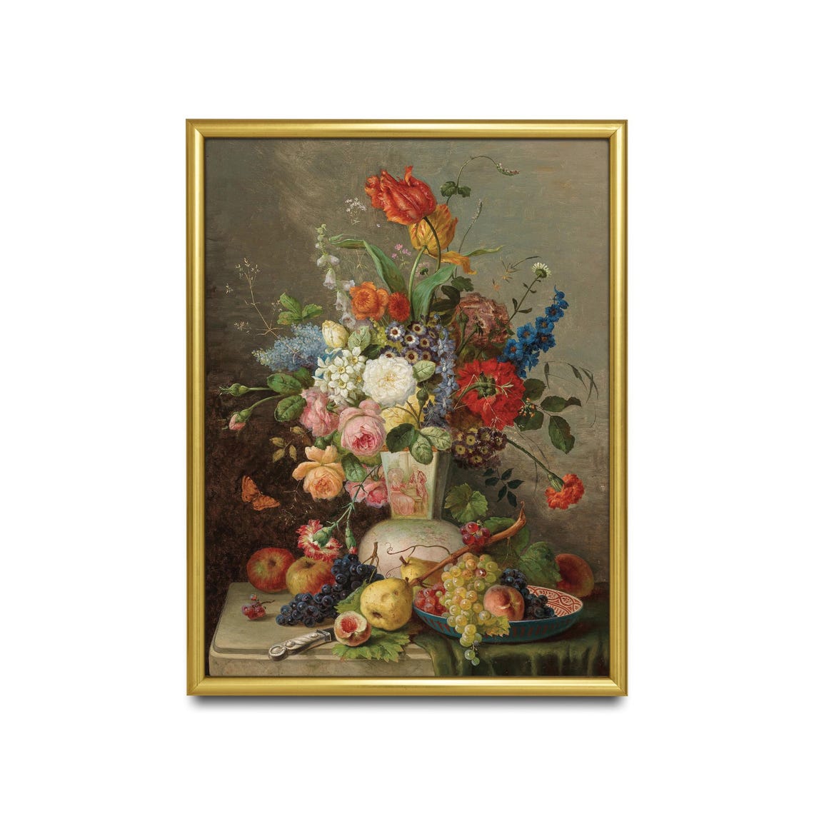 Classic Floral Still Life with Fruit Vintage Dutch Style Poster - Image 2
